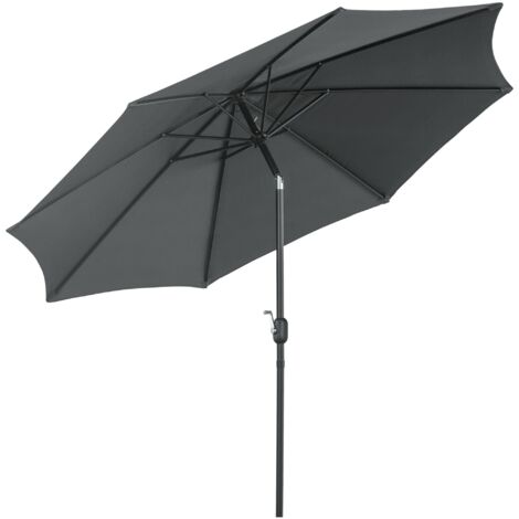 Easycomfort Ombrellone da Giardino 3x2.5 m Inclinabile, con Manovella, in Metallo e Poliestere Grigio Scuro