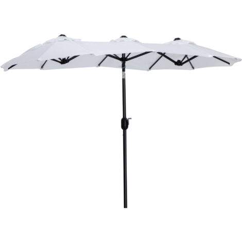 Easycomfort Ombrellone da Giardino Doppio Inclinabile con Apertura a Manovella, 295x152x222cm, Bianco