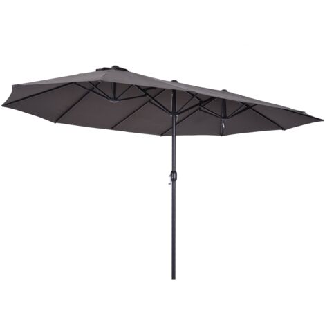 easycomfort ombrellone parasole da giardino esterno doppio, in tessuto e poliestere, 4.6 x 2.4m, grigio