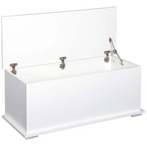 easycomfort panca contenitore multiuso in legno mdf apertura con blocco di sicurezza, 81x40x46cm, bianco