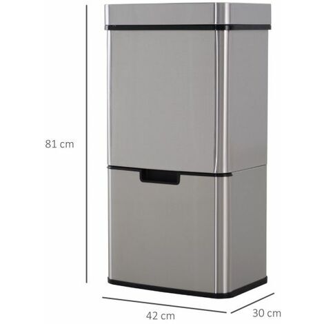 EASYCOMFORT Pattumiera Automatica 72L con Sensore Infrarossi, 3 Scomparti e Coperchio Rimovibile, Acciaio e ABS, 42x30x81cm