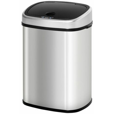 EASYCOMFORT Pattumiera Cestino Bidone con Coperchio a Sensore ad Infrarossi per Cucina Bagno Capacità 58L in Acciaio ABS 40.9 × 28.9 × 68cm