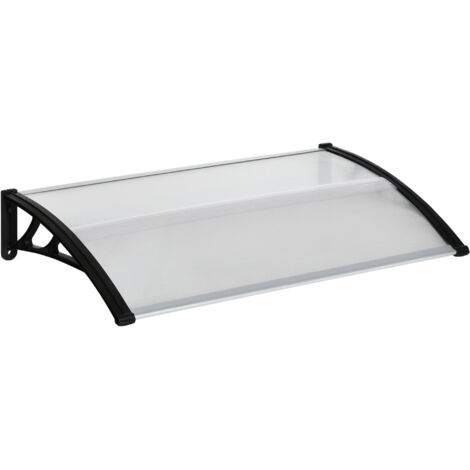 Easycomfort Pensilina da Esterno per Finestre e Porte, in Policarbonato e Alluminio, 110x60x18cm - Trasparente
