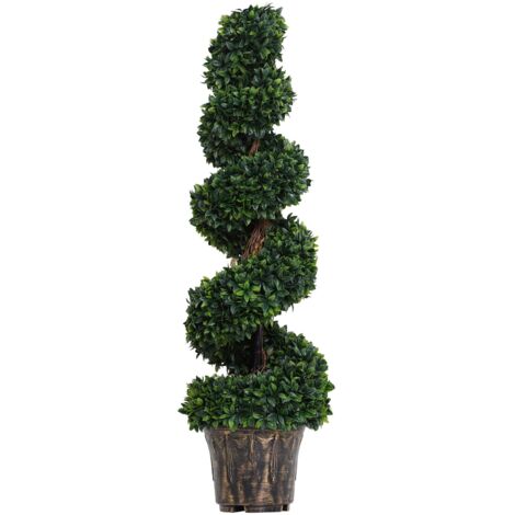 easycomfort pianta artificiale bosso a spirale (ф32cm x 120cm), verde decorativo per interni ed esterni, con vaso incluso
