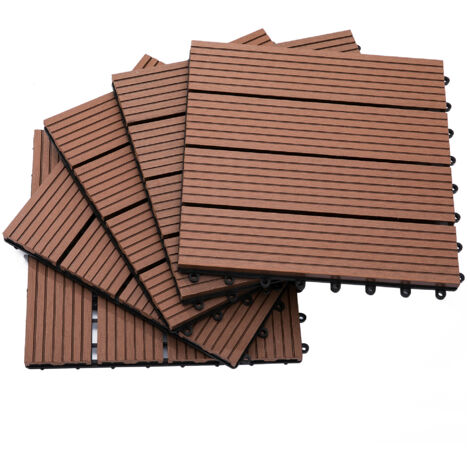 easycomfort piastrelle da giardino incastrabili set da 11 mattonelle per esterno 30x30 cm marrone