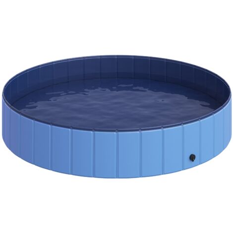 easycomfort piscina vasca da bagno portatile pieghevole per cani animali domestici in pvc azzurro φ160 x 30cm