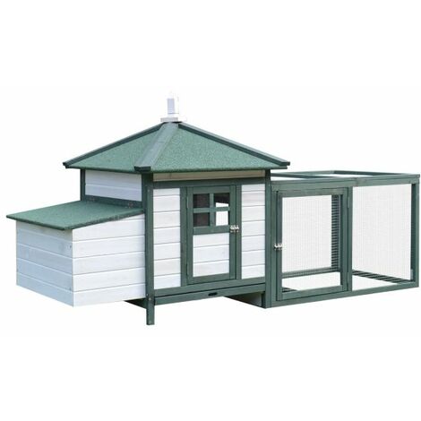 EASYCOMFORT Pollaio da Giardino Prefabbricato in Legno 196x76x97cm - Bianco/Verde