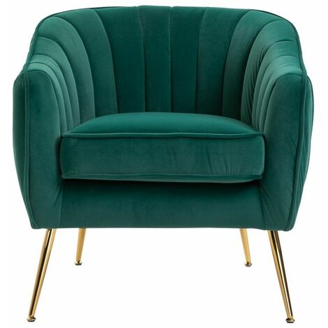 EASYCOMFORT Poltrona da Salotto Imbottita con Braccioli e Schienale, Design Moderno, Gambe in Metallo (71x72x73 cm) Verde