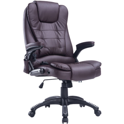 easycomfort poltrona massaggiante da ufficio ad altezza regolabile con 6 punti massaggianti, in pu, 62x68x111-121 cm, marrone