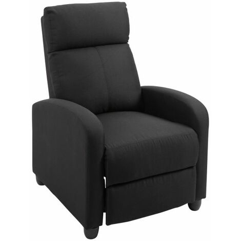 EASYCOMFORT Poltrona Relax Imbottita con Schienale Reclinabile 135° e Poggiapiedi Estraibile, in Lino Nero, 69x87x100.5cm