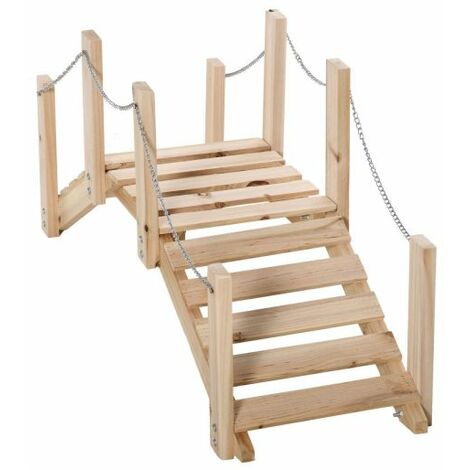 EASYCOMFORT Ponticello da Giardino in Legno per Laghetto con Passerella ad Arco, Impermeabile 100x32x48cm