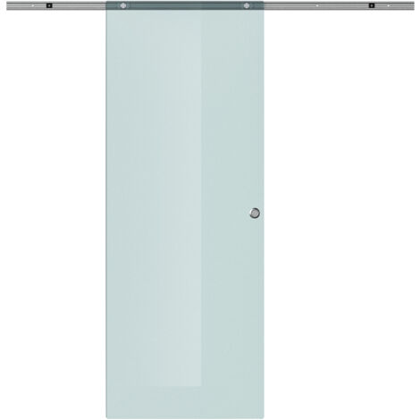 EASYCOMFORT Porta Scorrevole in Vetro Smerigliato con Binario in Alluminio per Bagno Cucina Studio Vetro 205cm - Trasparente