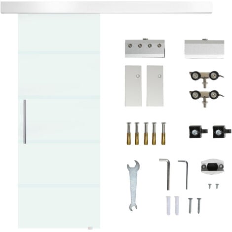 EASY COMFORT easycomfort porta scorrevole in vetro smerigliato e satinato con binario e maniglia per bagno cucina 210cm