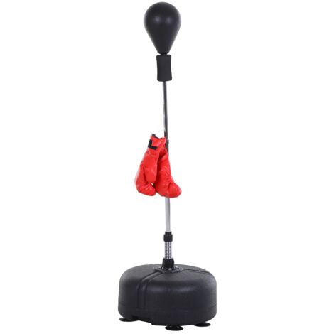 easycomfort punching ball per adulti e bambini(ф48cmx136-154cm), sacco boxe da terra con 4 ventose, guantoni inclusi, rosso e nero