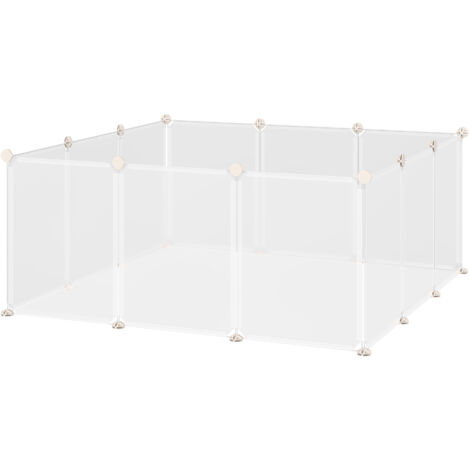 easycomfort recinto per conigli, cuccioli e piccoli animali modulabile in metallo e pp, 12 pannelli da 35x45cm bianco