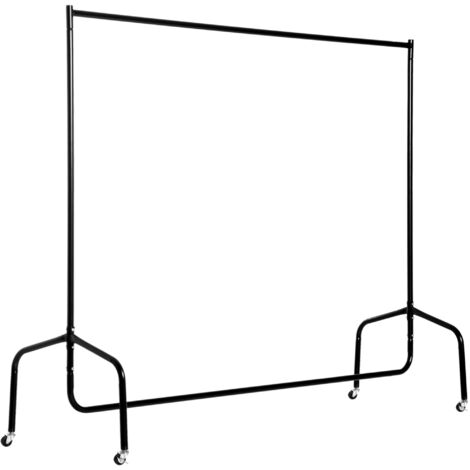 easycomfort rella appendiabiti attaccapanni in metallo, stand per vestiti con rotelle, nero, 150x60x170cm