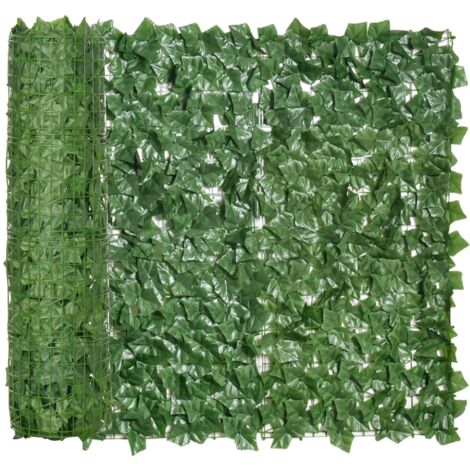 easycomfort rotolo di siepe artificiale per balcone e giardino in pe anti-uv, siepe finta con foglie verde scuro 300x100cm