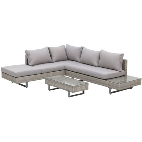 easycomfort salotto da giardino, set divani da esterno con tavolino da giardino, mobili da giardino in rattan grigio