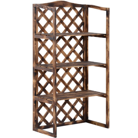 easycomfort scaffalatura fioriera per piante a 3 ripiani in legno di abete, 80x40x150cm