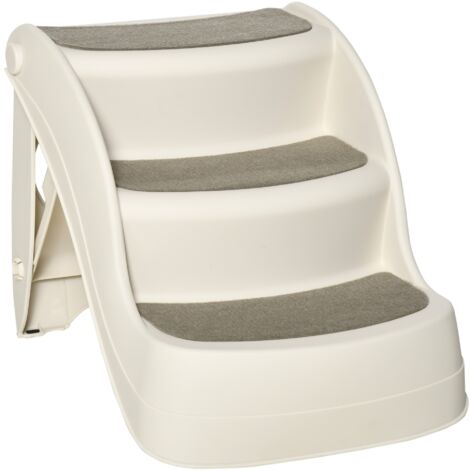 Easycomfort Scaletta per Cani e Gatti Pieghevole con 3 Gradini Antiscivolo in PP, 49x38x38 cm, Beige