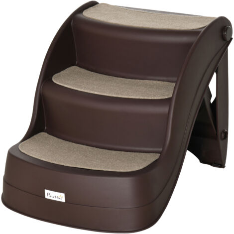 easycomfort scaletta per cani pieghevole con 3 gradini antiscivolo in pp, 49x38x38 cm, marrone