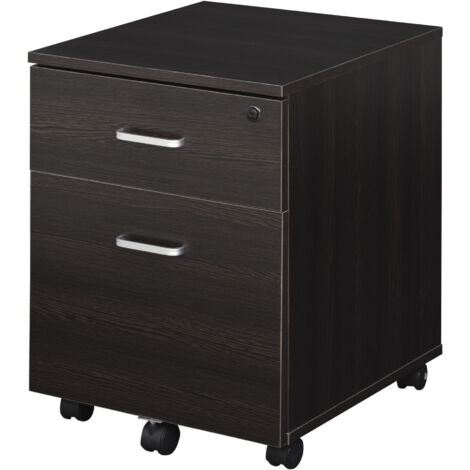 easycomfort schedario da ufficio cassettiera per scrivania in legno, 2 cassetti, serratura con 2 chiavi, nero, 40x45x55.6cm