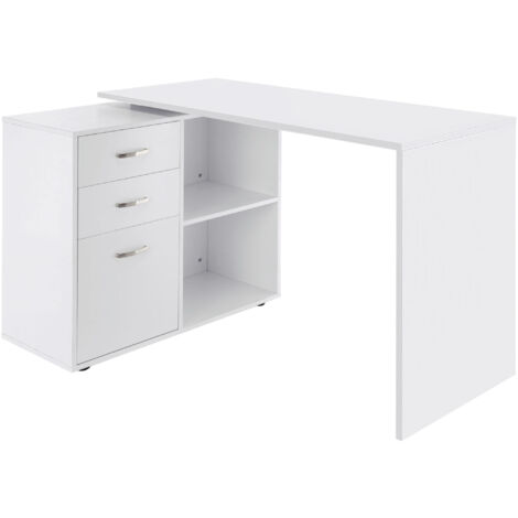 easycomfort scrivania angolare per computer da ufficio con cassettiera 117×83.5×76cm bianco