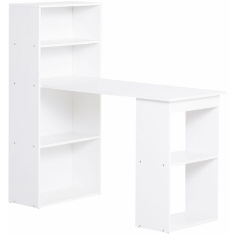 easycomfort scrivania computer con libreria salvaspazio, tavolo da pranzo per ufficio e studio, 120x55x120 cm, bianco