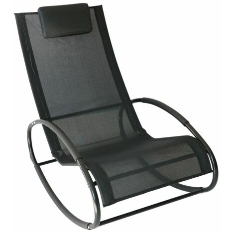 EASYCOMFORT Sdraio da Giardino Zero Gravity, Sedia a Dondolo con Cuscino e Tessuto Traspirante, 105x62x88cm, Nera