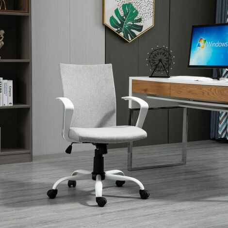 EASYCOMFORT Sedia da Ufficio Ergonomica a Dondolo, Sedia da Studio Girevole, Sedia Scrivania con Altezza Regolabile in Tessuto Grigio, 61x61x89-99cm