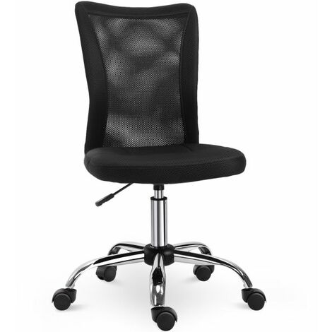 EASYCOMFORT Sedia da Ufficio Ergonomica Senza Braccioli, Tessuto Traspirante a Rete, Altezza Regolabile e 5 Ruote, 43x56x90-100cm, Nero