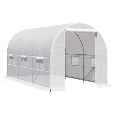 easycomfort serra da giardino a tunnel 4x2x2m con struttura in acciaio e telo in polietilene bianco