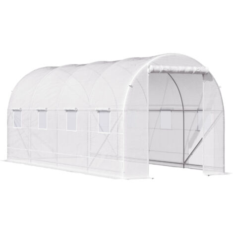 easycomfort serra da giardino a tunnel 5x2x2m con struttura in acciaio e telo in polietilene bianco