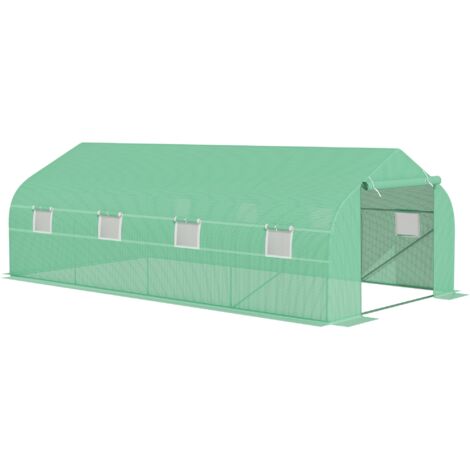 easycomfort serra da giardino a tunnel 6x3x2m con tetto spiovente in pe, verde