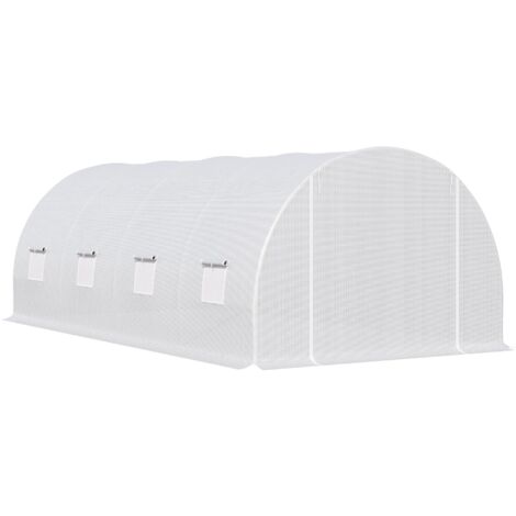easycomfort serra da giardino a tunnel per piante, struttura in metallo e copertura in pe, 6x3x2m, bianco