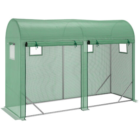 easycomfort serra tunnel da giardino per piante e orto, serra da balcone con 2 porte avvolgibili e 4 finestre, copertura in pe struttura in acciaio, 3x1x2m