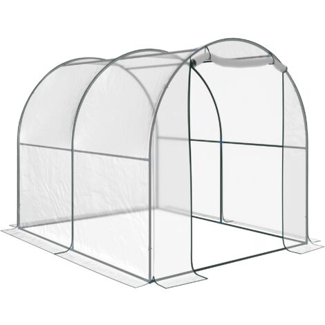 easycomfort serra tunnel da giardino, serra da balcone per piante e orto con copertura in pvc, porta avvolgibile e telaio in acciaio, 2x2.5x2m