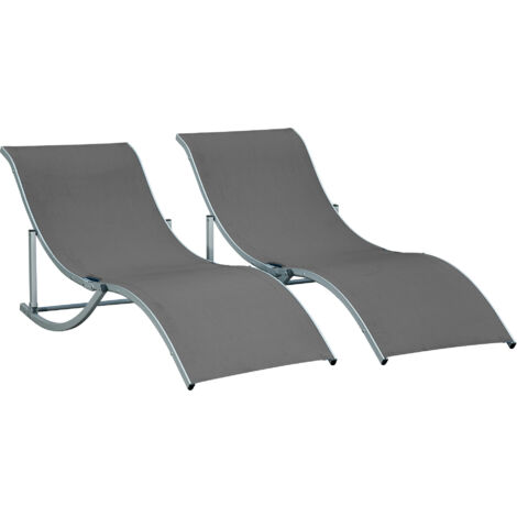 easycomfort set 2 sdraio da giardino pieghevoli, lettino prendisole in alluminio e textilene, 61x165x63cm