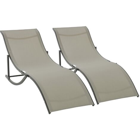 easycomfort set 2 sdraio da giardino pieghevoli, lettino prendisole in alluminio e textilene, 61x165x63cm