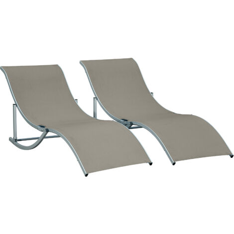 easycomfort set 2 sdraio da giardino pieghevoli, lettino prendisole in alluminio e textilene, 61x165x63cm