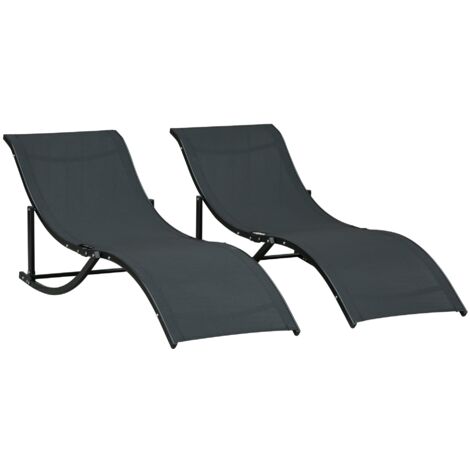 easycomfort set 2 sdraio da giardino pieghevoli, lettino prendisole in alluminio e textilene, 61x165x63cm