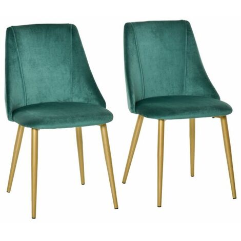 EASYCOMFORT Set 2 Sedie da Pranzo Imbottite Moderne con Rivestimento e Schienale, Gambe in Ferro da Cucina, Salotto o Soggiorno in Stile Moderno, Verde e Nero, 50x56.5x85cm