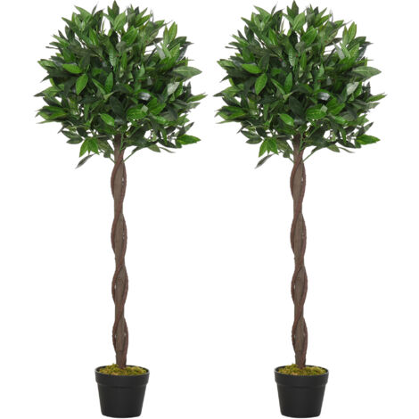 easycomfort set di 2 alberi di alloro in vaso, piante finte in plastica altezza 120cm per interni ed esterni