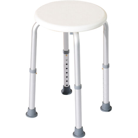 easycomfort sgabello da doccia per anziani con ausilio rotondo, sedia da bagno per disabili con altezza regolabile 8 posizioni, piedini antiscivolo, in alluminio e pe, bianco