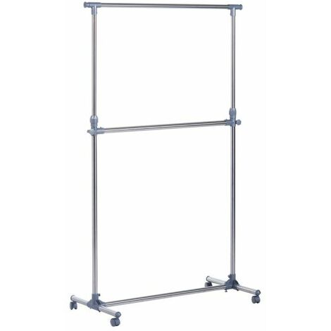 EASYCOMFORT Stender Appendiabiti con Altezza ed Estensione Regolabili, 4 Ruote Girevoli, Acciaio Inox e ABS, 165x48x180cm