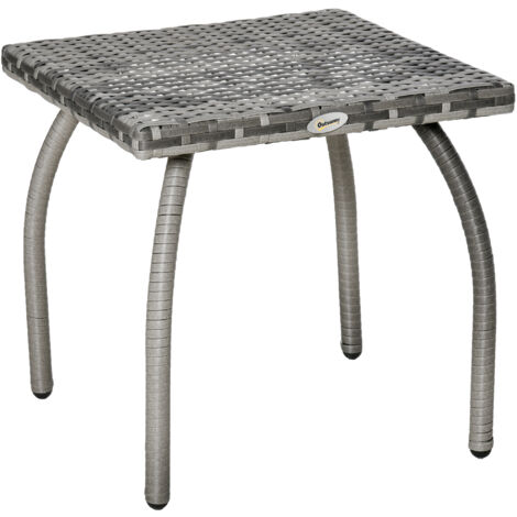 easycomfort tavolino in rattan sintetico, tavolino da esterno piccolo, per giardino, terrazzo impermeabile grigio 45x45x44cm