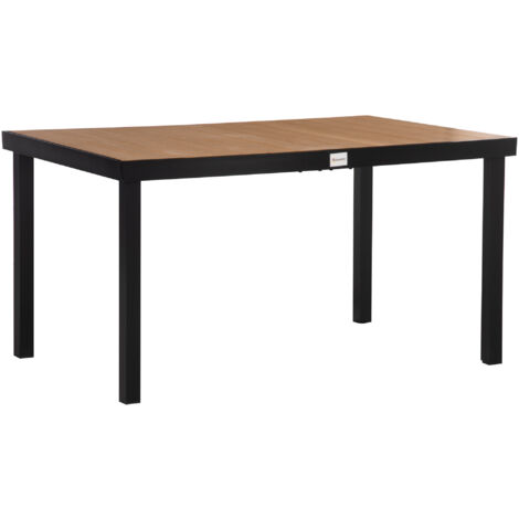 easycomfort tavolo da giardino per 6 persone in alluminio e plastica, nero e color legno