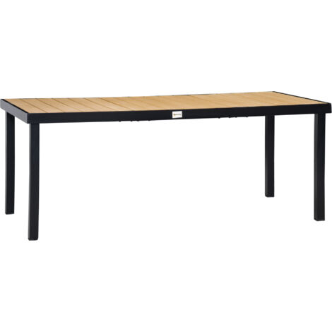 easycomfort tavolo da giardino per 8 persone in alluminio, tavolo da esterno in plastica per terrazzo e balcone, nero e color legno