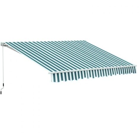 EASYCOMFORT Tenda da Sole per Esterno Regolazione con Manovella, Metallo e Poliestere, 295x250cm Verde e Bianco