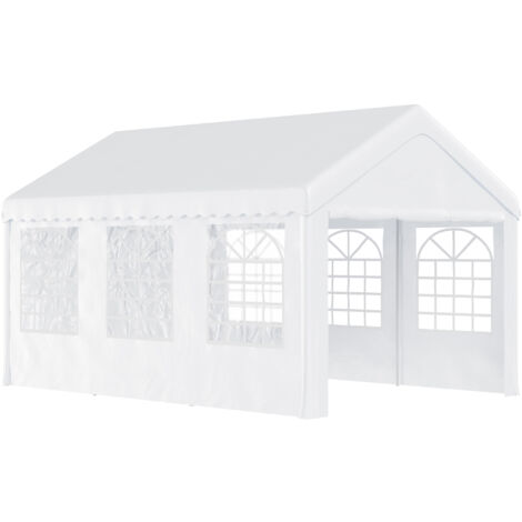 easycomfort tendone per feste 6x4m con pareti rimovibili, porte e 6 finestre, bianco
